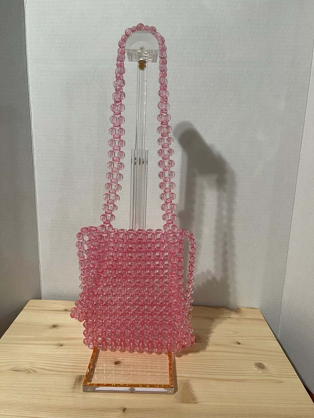 Pink Beaded Mini Crossbody Handbag Y2K Retro Festival Shoulder Bag